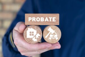 Lawyer Holding Wooden Blocks-Probate concept